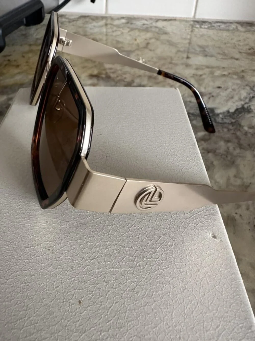 Oversized Square Polarized Metal Sunglasses